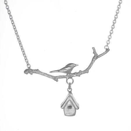 Bird Branch and Birdhouse pendant by Sonya Bennett