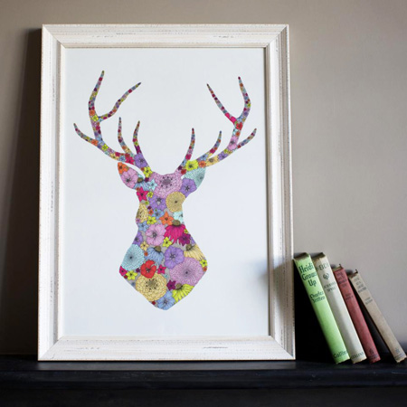 Floral-Stag-Head