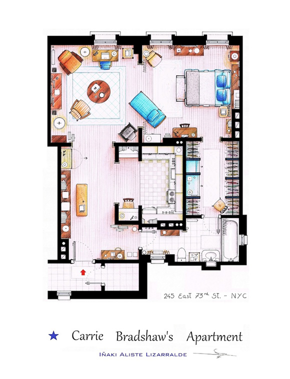 Carrie Bradshaw's apartment in Sex and The City by Inaki Aliste Lizarrralde