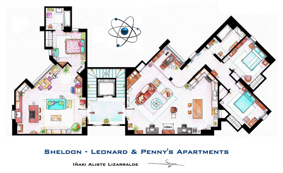 Sheldon, Leonard and Penny's apartment in The Big Bang Theory