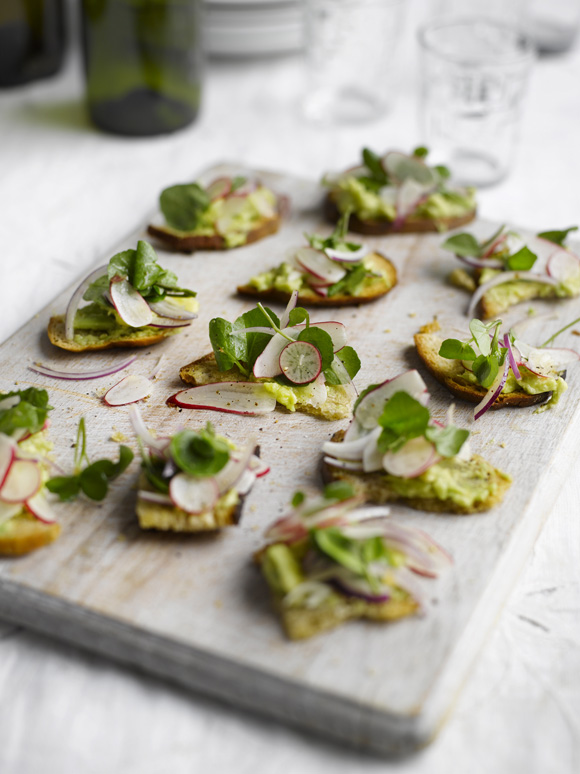 Toasted-sourdough-with-avocado-radish-and-watercress
